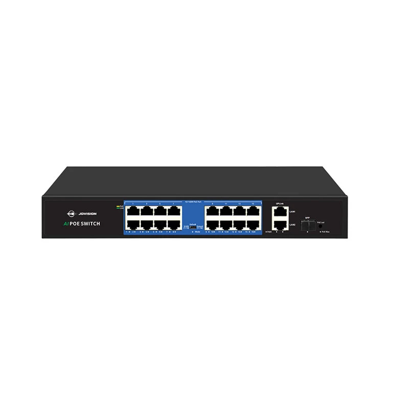 Jovision 16 Port PoE Switch 100Mbps + 2 x 1Gigabit RJ45 Uplink + 1 SFP Port 